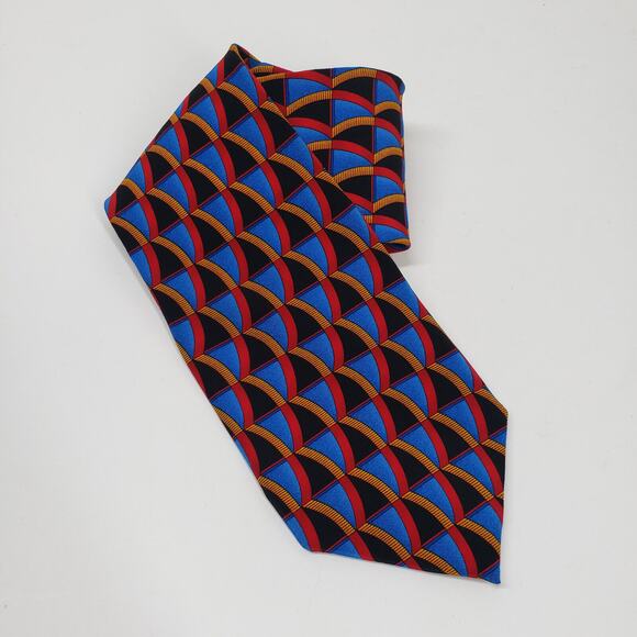 Cocktail Collection Tequila Under the Microscope Mens Silk Necktie Red Geometric - Picture 2 of 7